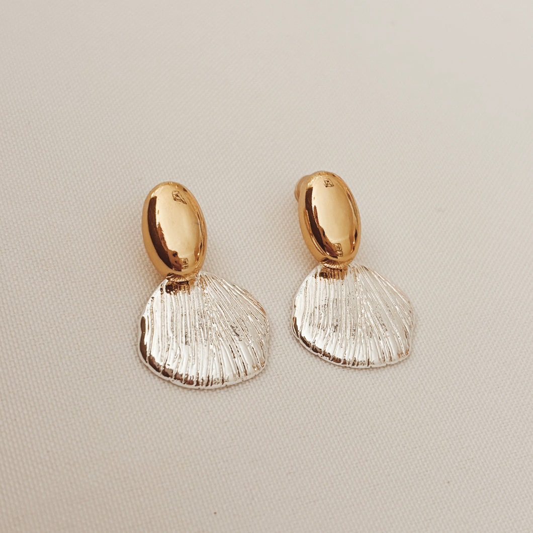 gold + silver drop earrings