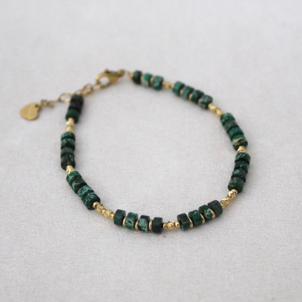 malachite stone beaded bracelet