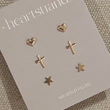 Load image into Gallery viewer, gold filled heart studs
