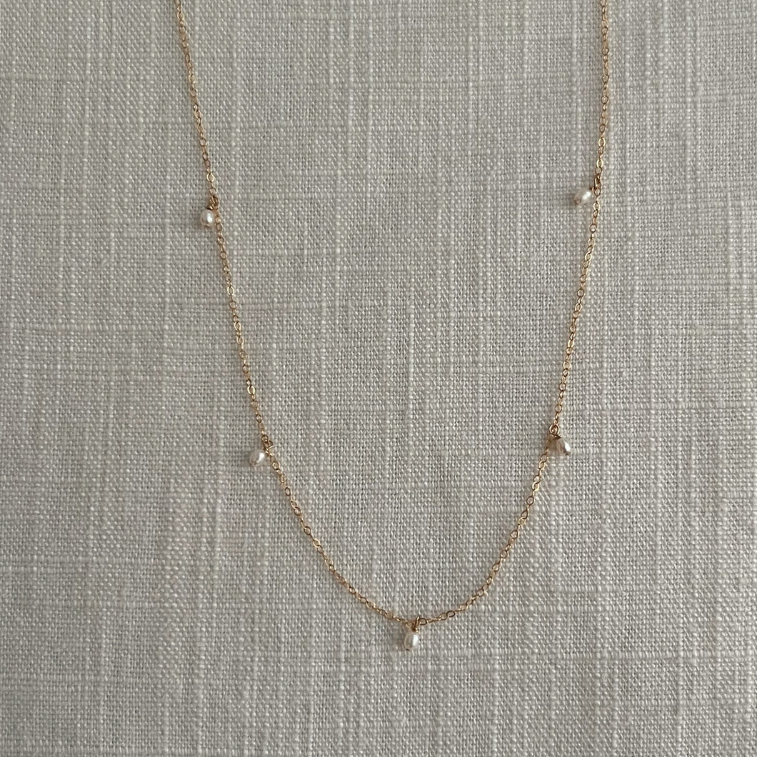 delicate pearl rain necklace