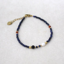 Load image into Gallery viewer, blue gemstone beaded bracelet
