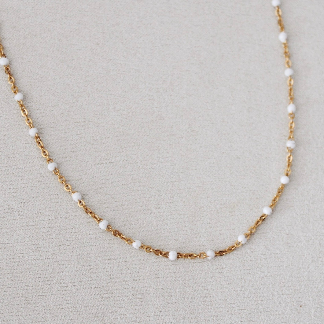 white enamel gold necklace