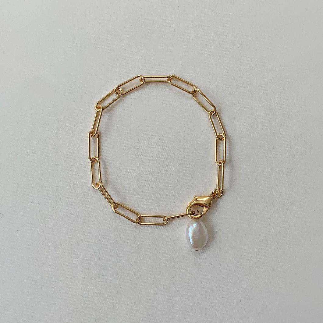 pearl paperclip bracelet