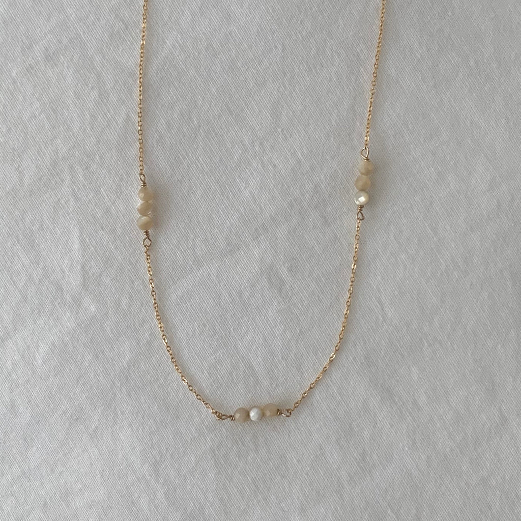 mother of pearl cluster necklace